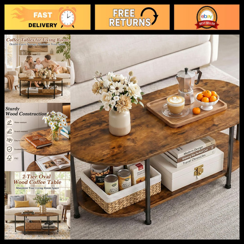 Modern oval coffee table - coffee, with