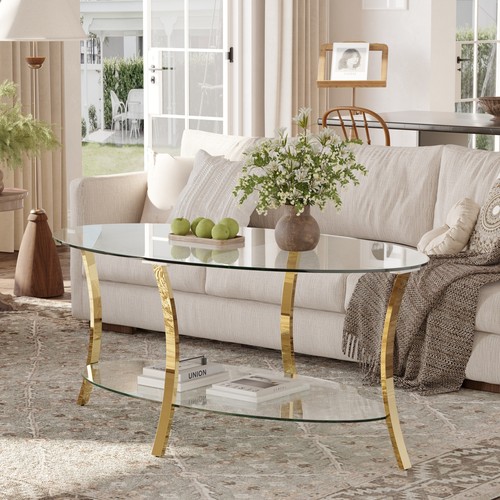 Oval glass coffee - oval, table