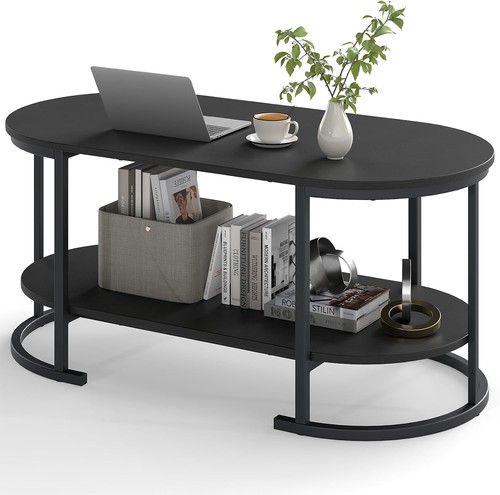 Black oval coffee table - oval,